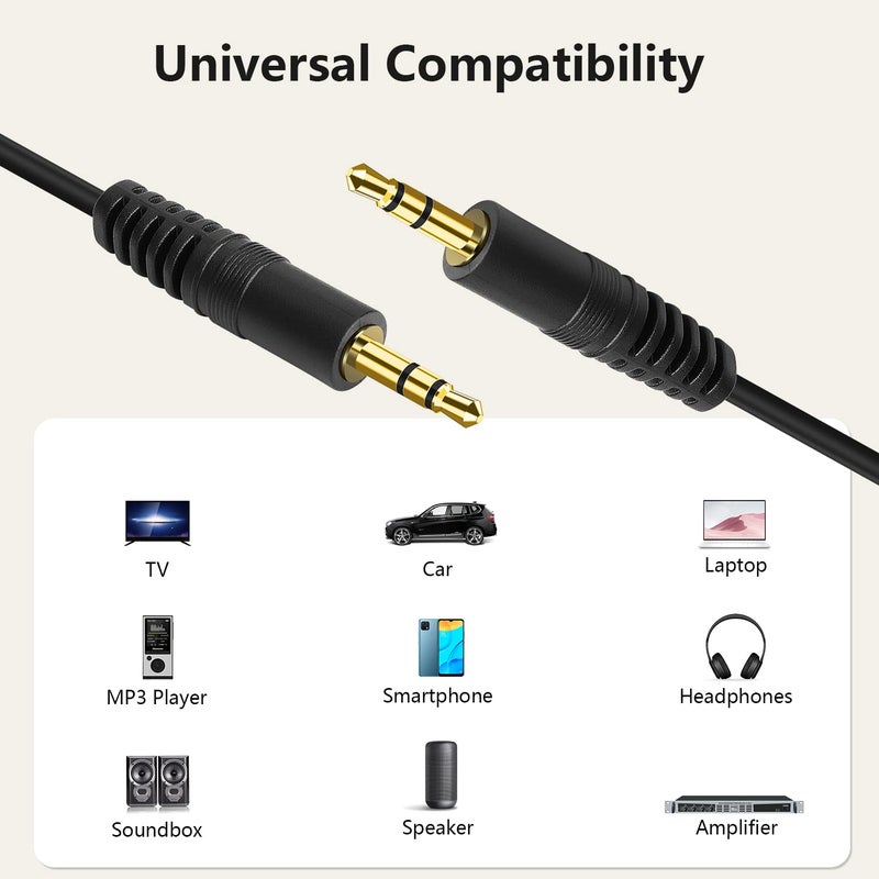 Pasow 3.5mm Stereo Audio Plug to Plug Cable Male to Male cable (30 Feet) - Image 2